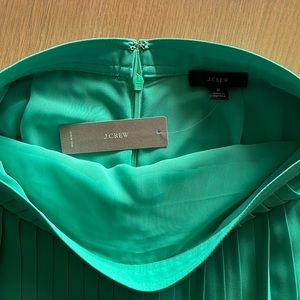 J. crew Green Pleated Skirt NWT